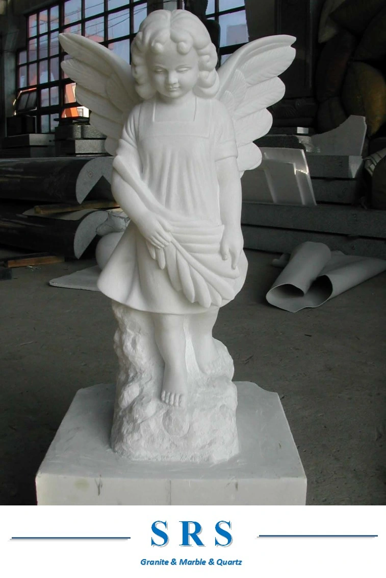 Ajoelhe Anjo estátua de mármore em pares