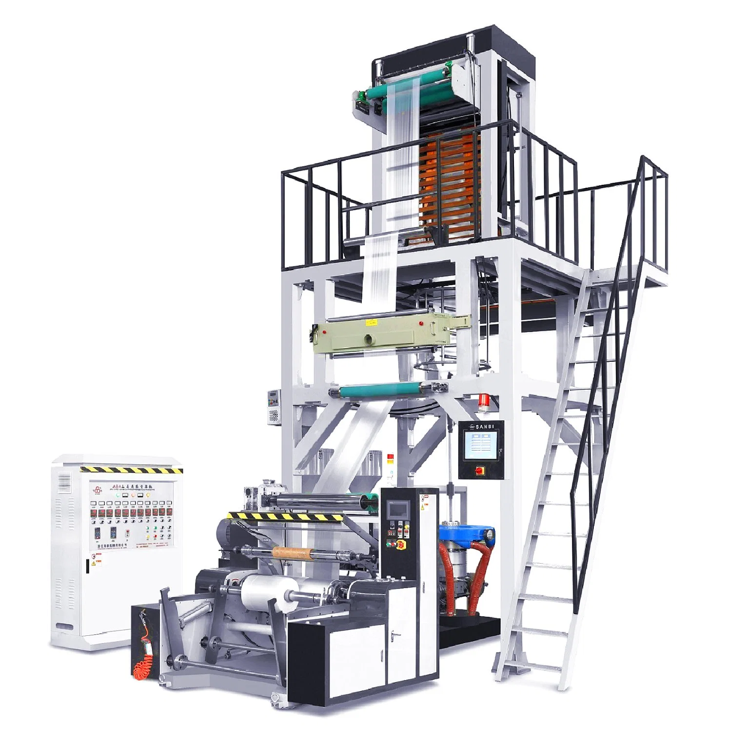 Stable Quality ABA High Speed Three Layers Two Colors Strip Film Blowing Machine with Latest Technology