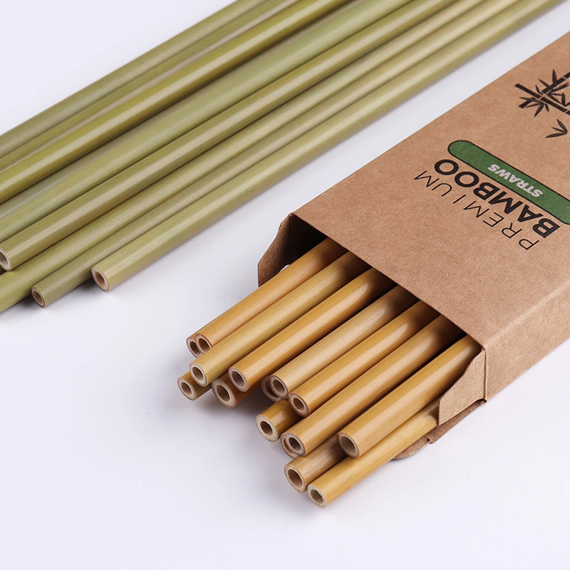 Sharp End Flat End Carbonized Reusable Natural China Drinking Straw Bamboo Straw