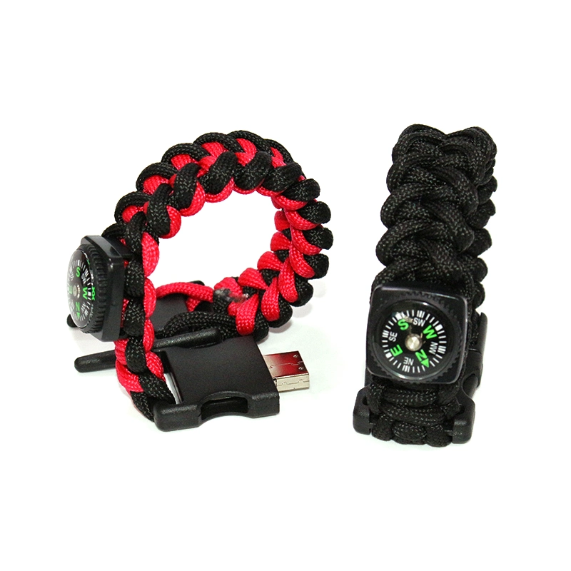 Promotional Gift USB Pen Drive 8GB 16GB Outdoor Rope Bracelet USB Flash Drive with Compass