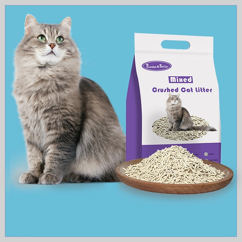 Factory China Supplier High Solubility Clumping Mixed Crushed Cat Sand Litter