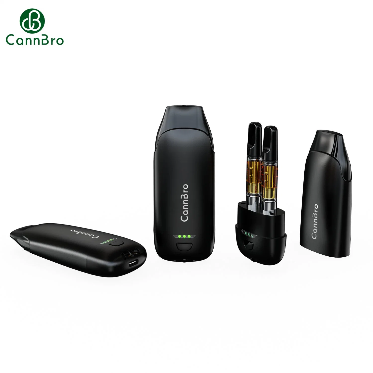 Cannbro Mayoreo cartuchos dobles sabores 510 hilos voltaje discreto ajustable Aceite grueso pila VAPE Pen Tipo C vacía