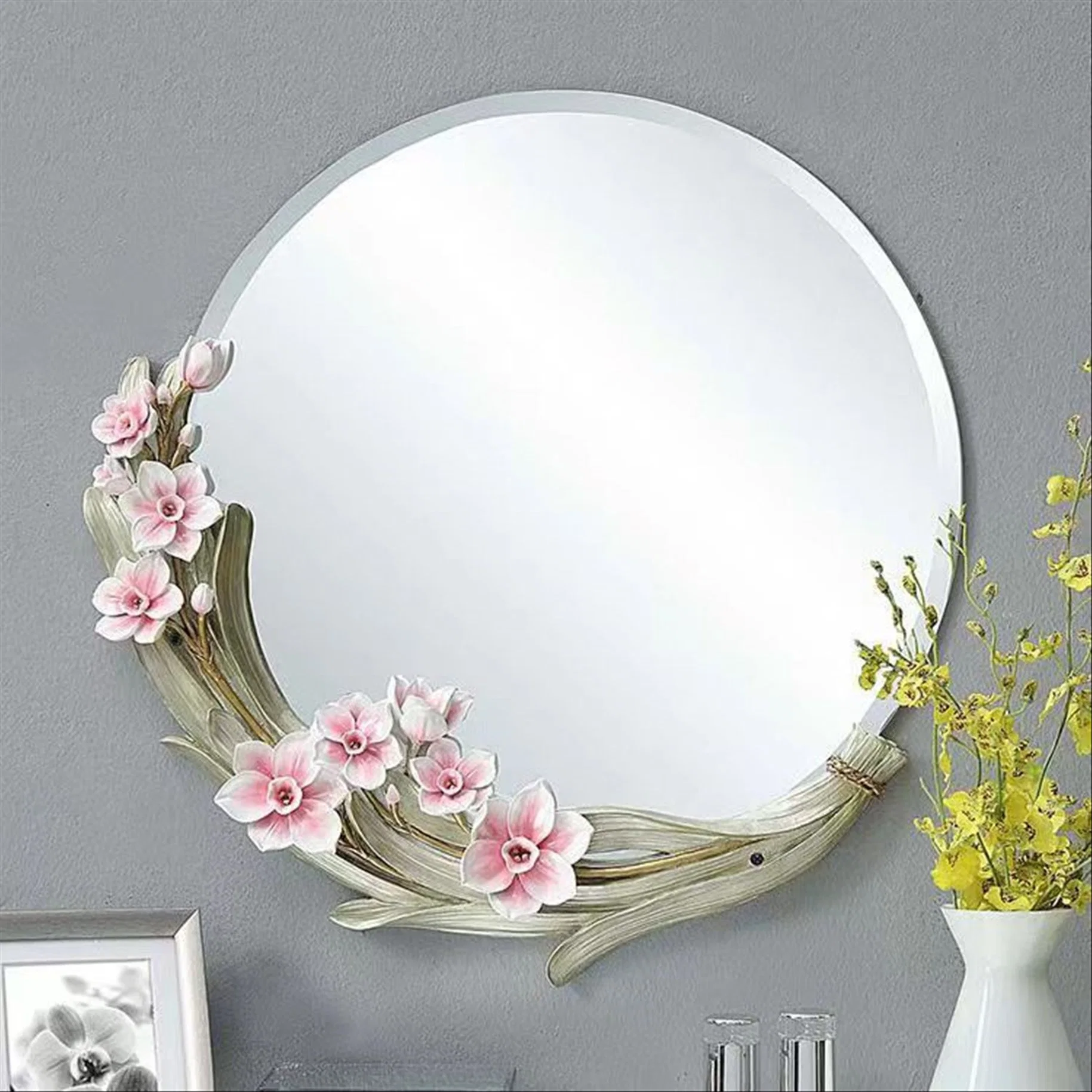 Bathroom Touch Screen Mirror Hotel Homestay Round Art Mirror LED with Light/Make up