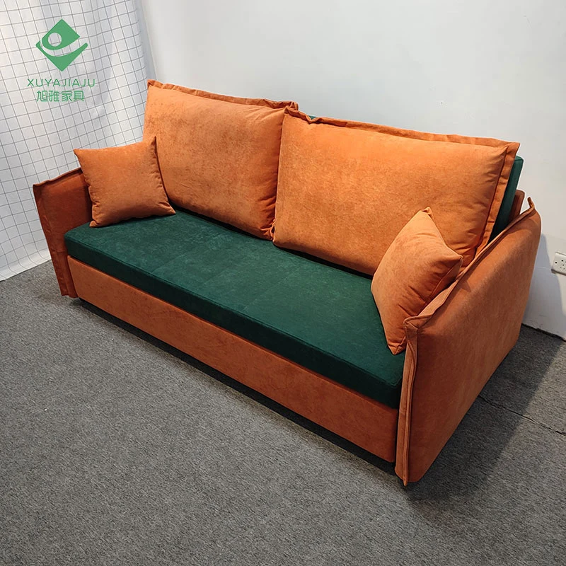 Humanized Microfiber Velours Dual Purpose Folding Mechanism 3 Seat Sofa Bed 175*100*90 Cm