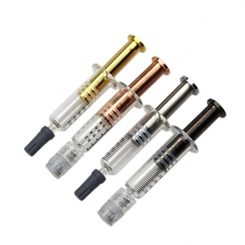 Disposable Polychromatic Metal Push Rods Metal Glass Syringes