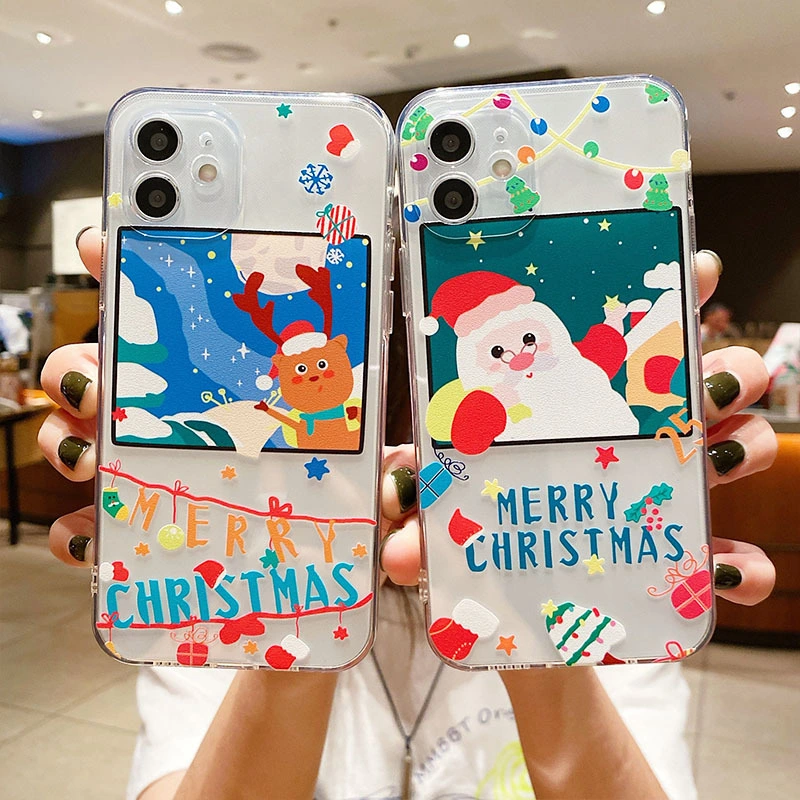 Cartoon Moose Applicable Cute Christmas iPhone 13 Case Apple 12PRO Transparent Case 14max Protective Cover