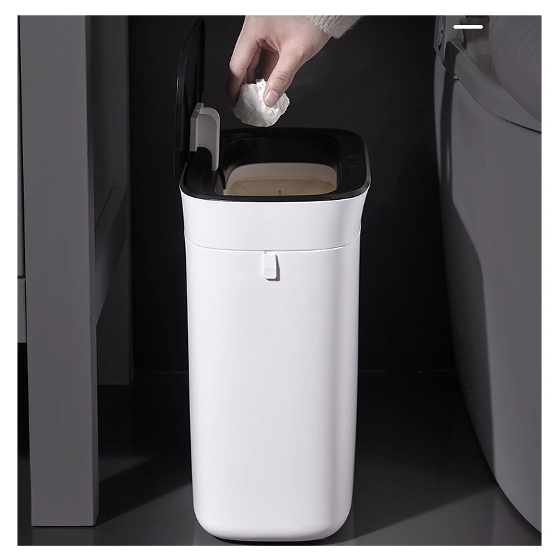 Plástico Blanco sensor sanitarios latas de basura Baño