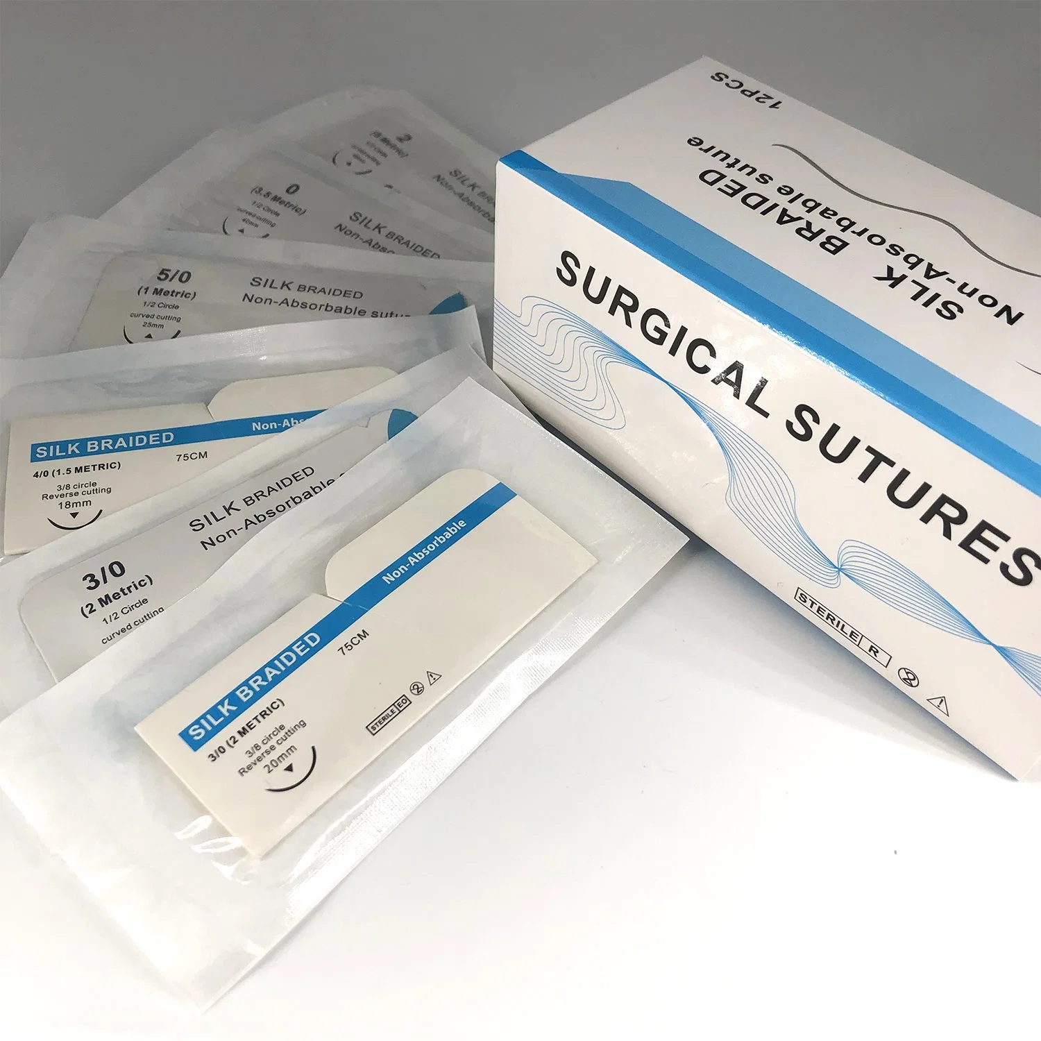 Ethicon 2/0 3/0 4/0 Silk Surgical sutures Practice Kit avec Sans aiguille