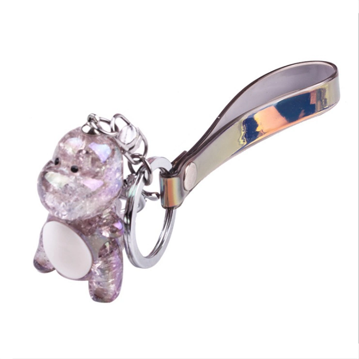 New Fashion Style 3D Crystal Cute Pink Bear Key Ring Keychain for Bag Car Animal Keychains