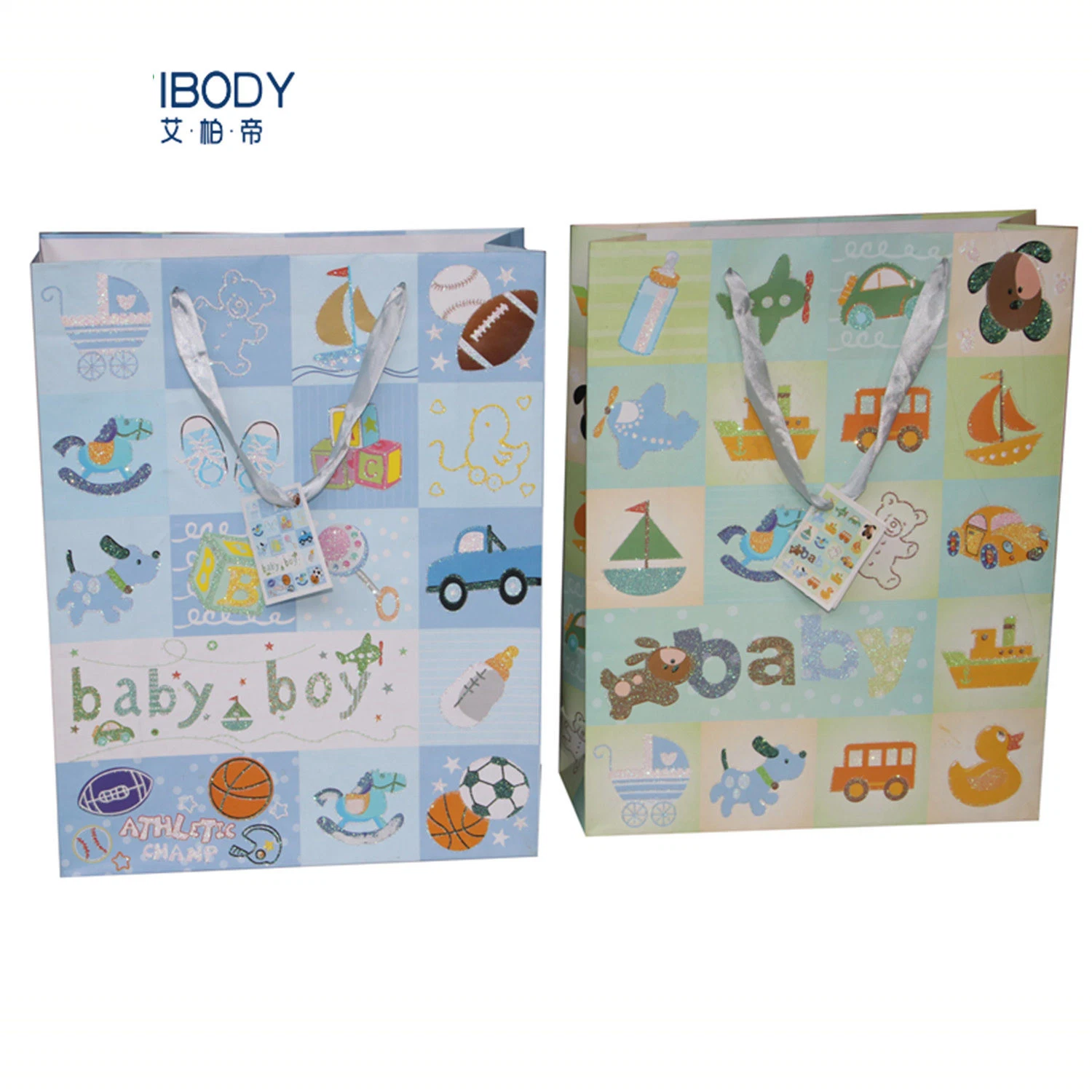 Custom Printing Personalized Packaging Children Kids Gift Bags with Tags Paper Handled Craft Gift Bag for Babies