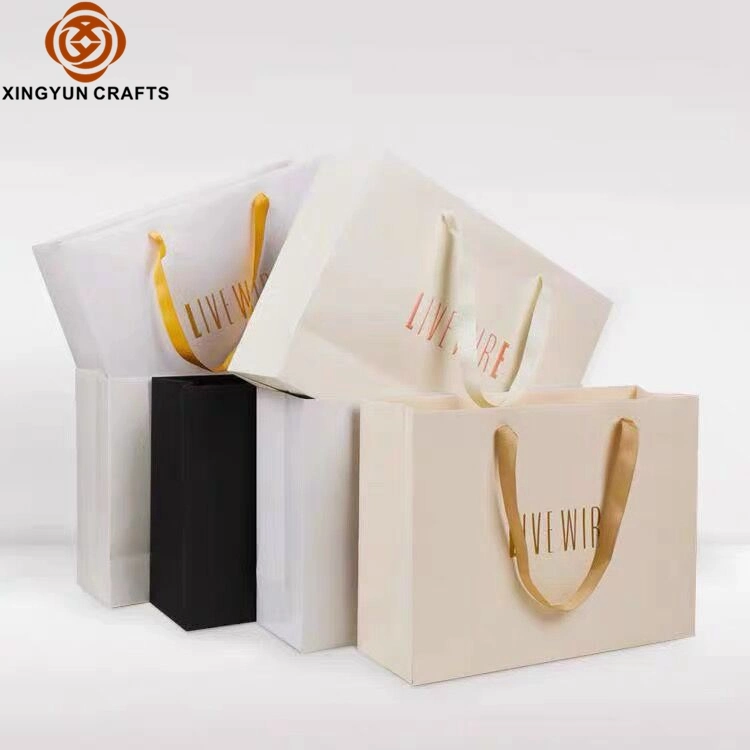 Luxury Matte Laminated Coated Cardboard Custom Paper Bag with Logo Gift Packaging Carrier Bag