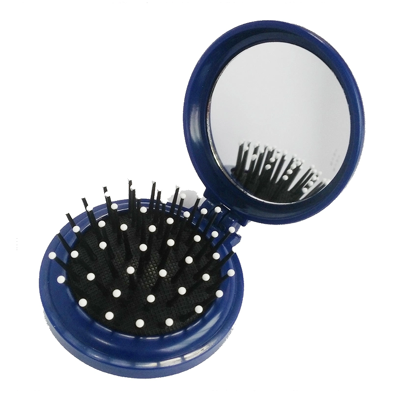 Folding Hair Brush with Mirror, Travel Plastic Foldable Comb, Promotional Gift Comb and Mirror