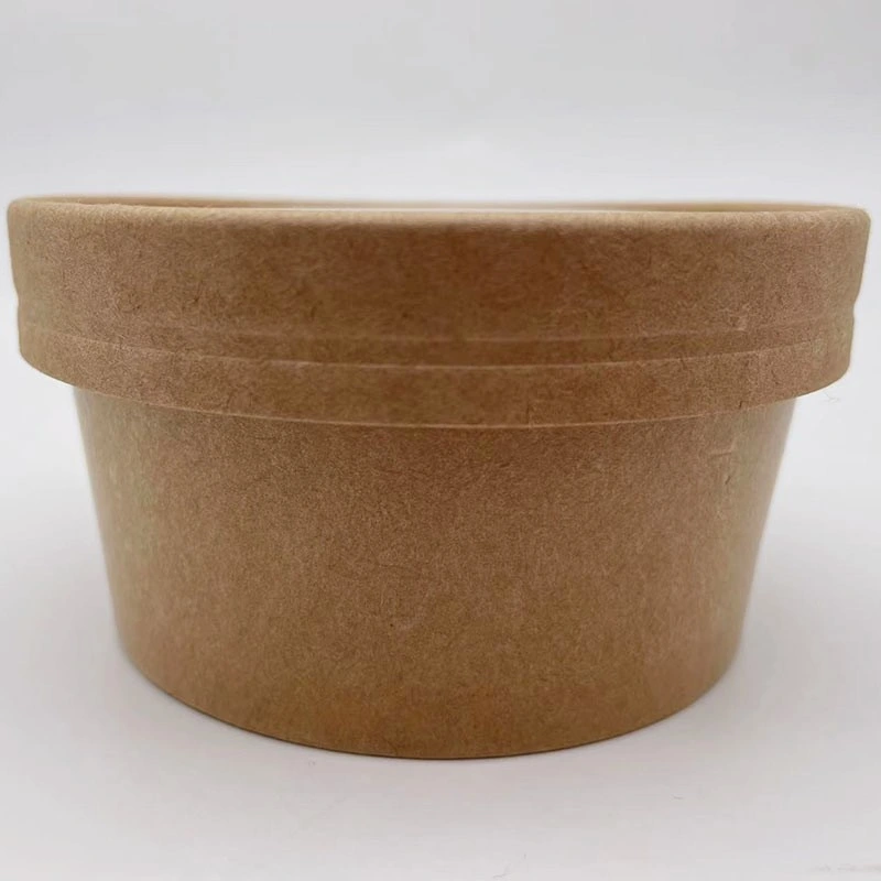 6oz taza desechable de sopa de papel Kraft con tapa de papel compostable