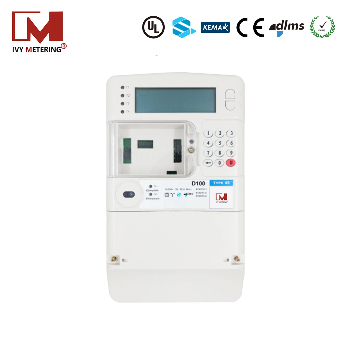 3-Phase 4-Wire Sts IR RS485 RF GPRS GSM Dlms Compliant Meter with Home Display