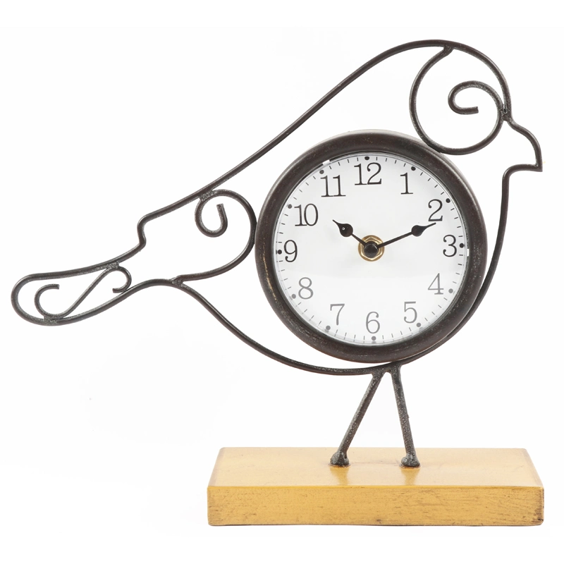 Top Vender Regalo promocional Reloj de mesa de metal Reloj de pájaro Escritorio