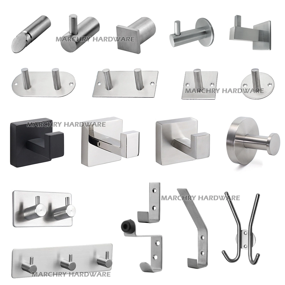 Square Single Stainless Steel Hanging Hook Metal Wall Door Towel Hook