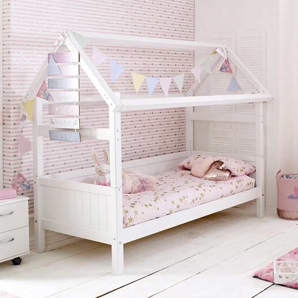 Cama de casa de madera para niños y bebés, de pino macizo para dormitorio