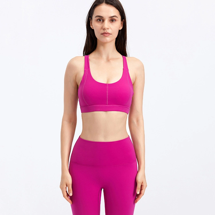 Lq8629 Women Yoga Suit with Bra Padding Slim Running Naked Feelings Fitness Sport Suit