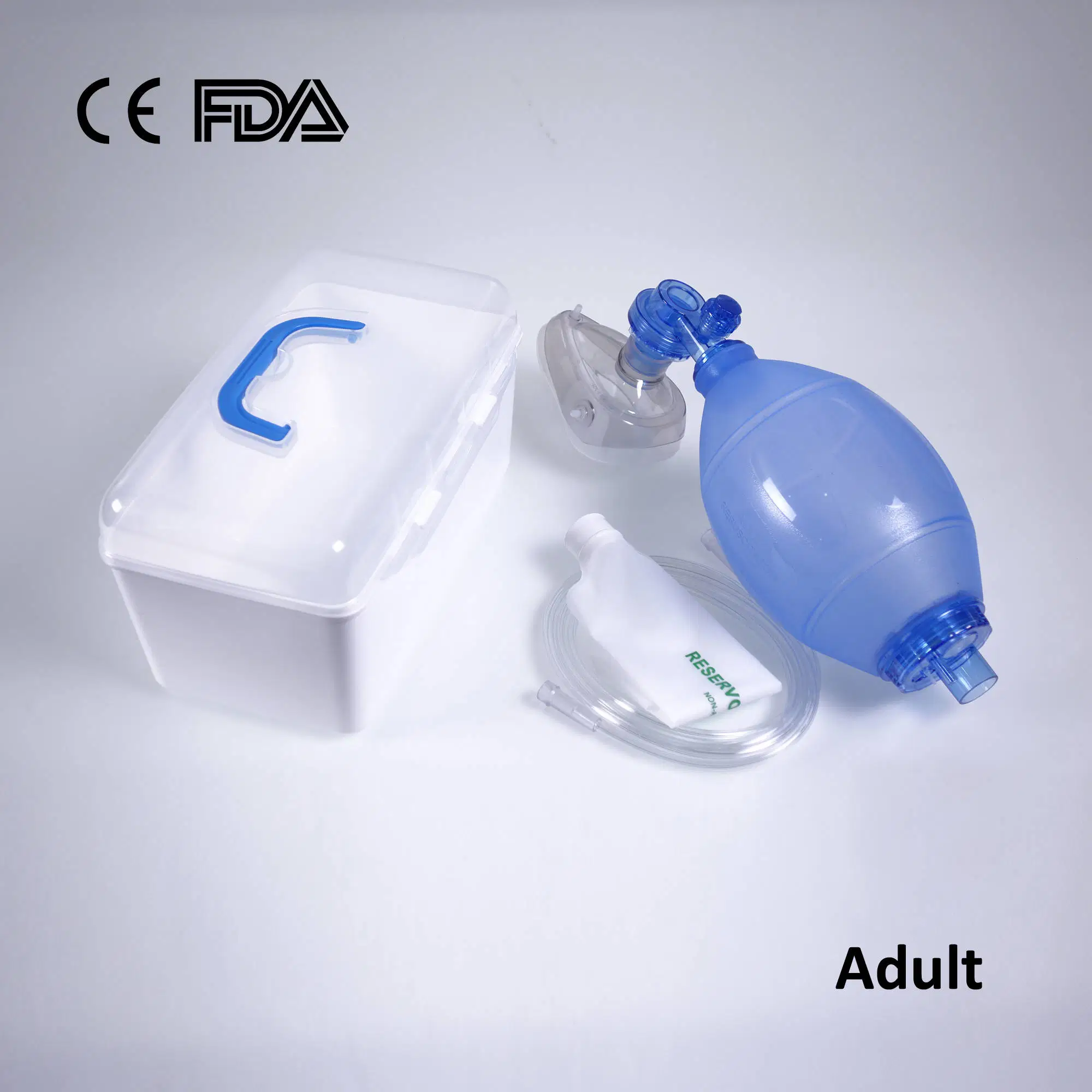 Le silicone Ambu Sac avec tube d'oxygène Silicone Resuscitator Manuel Kit Usine avec CE, la FDA pour la taille des adultes bleu