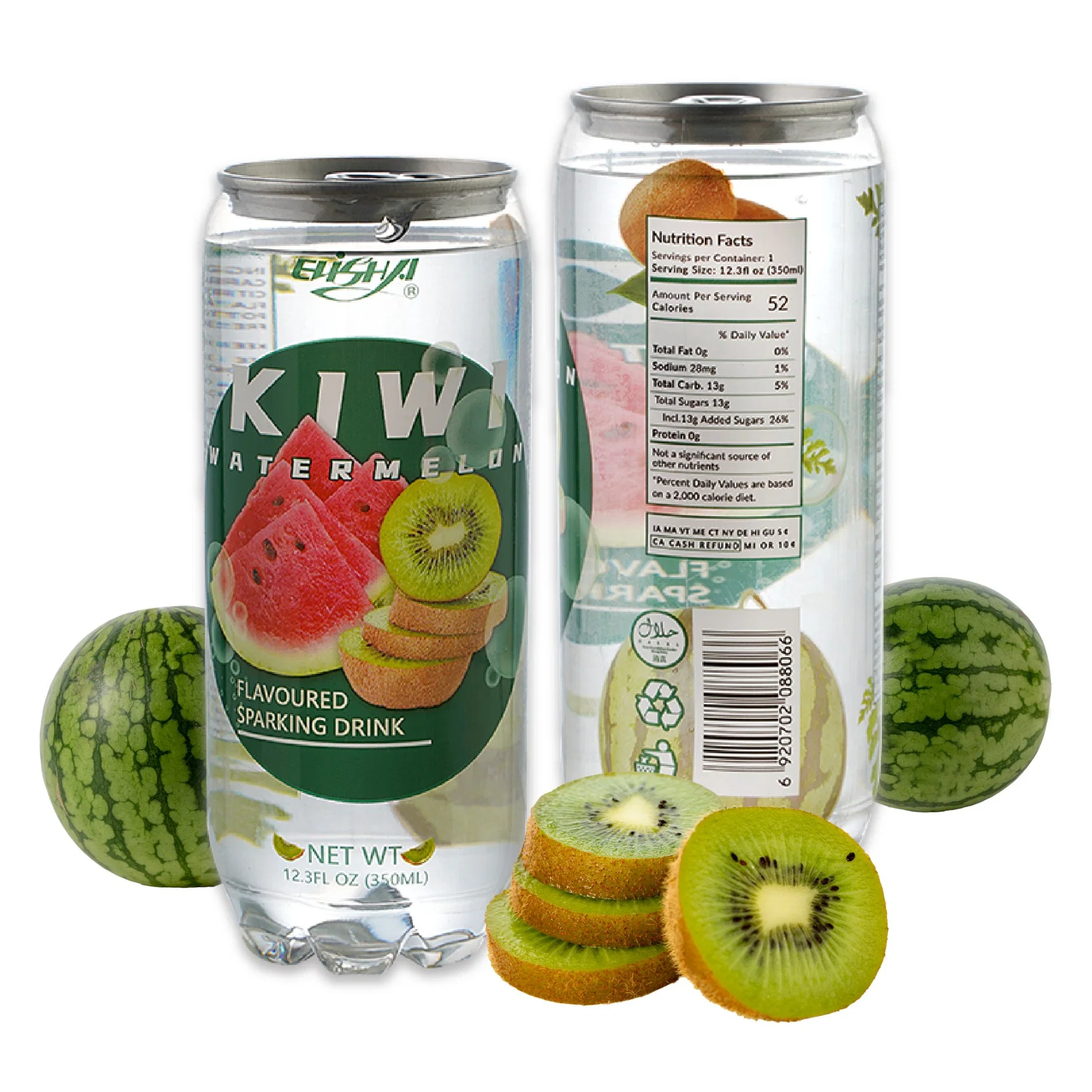 Transparent Fine Cans of Fruit-Flavored Soft Drinks