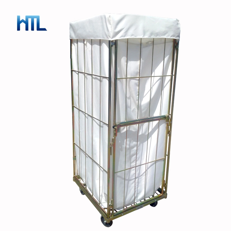 4 Sides Warehouse Logistics Steel Insulated Portable Foldable Laundry Trolley