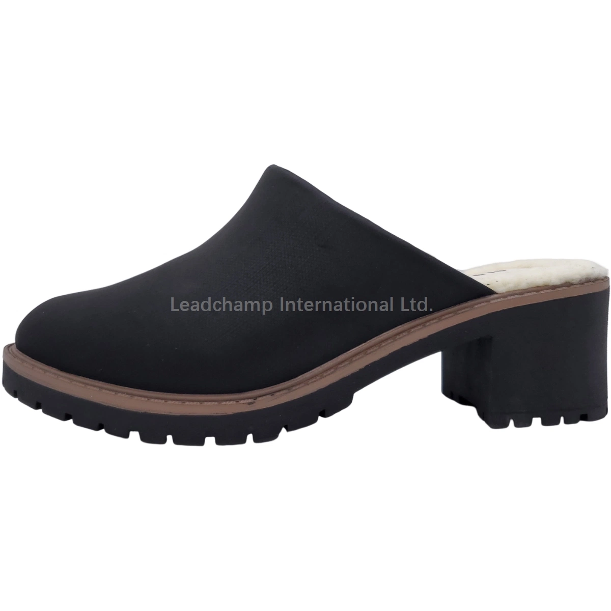 Hot Fashion Simple Women Mule Shoe Chunky Heel Lady Slipper Sandal