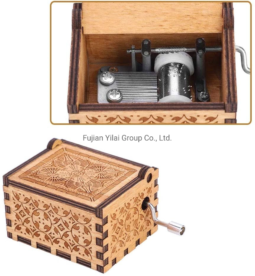 Music Box 1PC Wooden Hand Crank Music Box Mechanical Classic Craft Birthday Gift