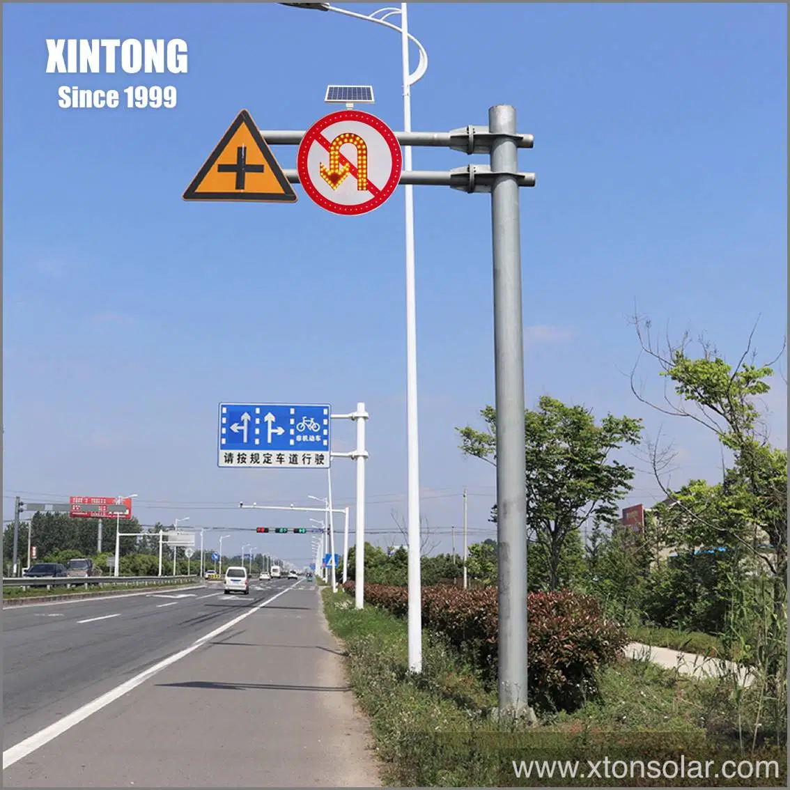 Cheap Price Yellow Triangle Plastic Xintong 60mm Solar Traffic Reflective Material Road Sign