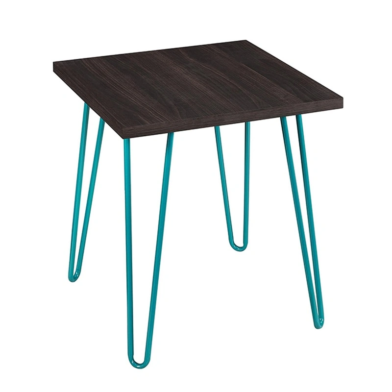 Wooden Side Table for Garden/Living Room with Metal Feet