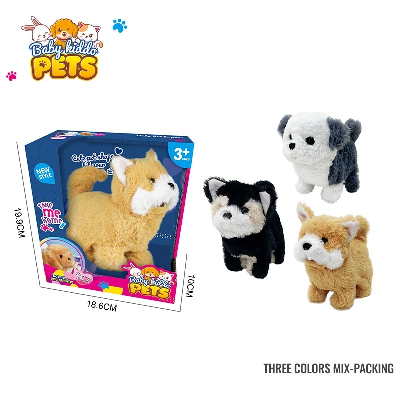 Bébé accompagner animal doux farci mignon chien de queue d'ensachage électrique Jouet chien en peluche chat amusant à pied pour enfants avec son simulé