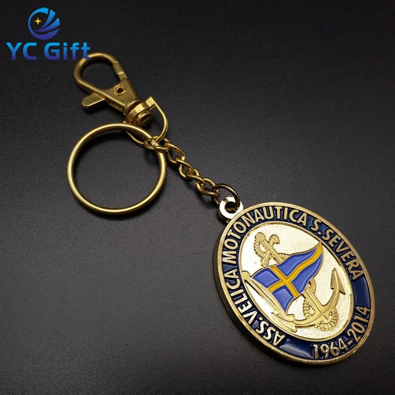 Manufacturer Custom Blanks Company Logo Metal Key Chain Zinc Alloy Circle Tower Nickel Plated Souvenir Key Ring for Promotion Gift (KC07)