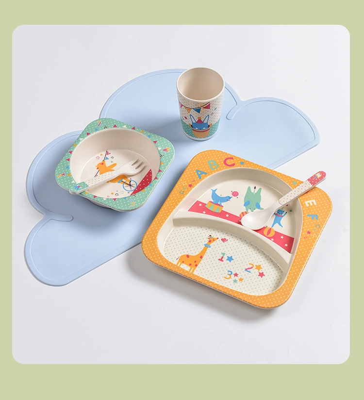 Cute Animal Design Cartoon Melamine Bamboo Fiber Sets for Kids