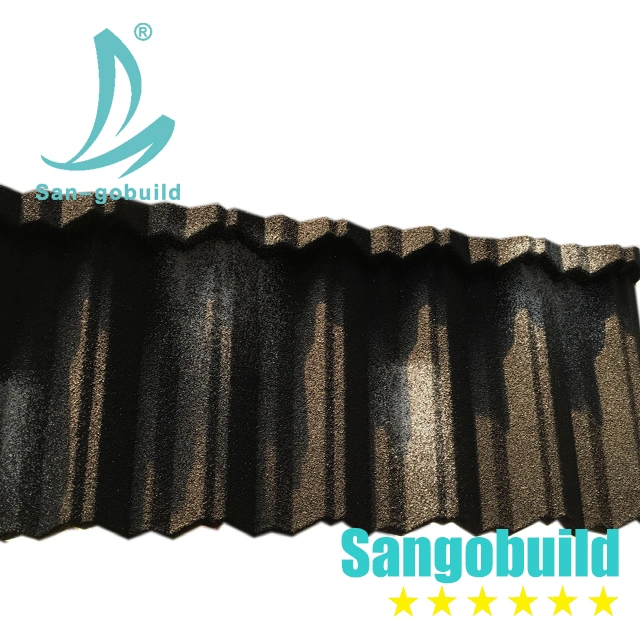 Shingle Flat Plain Series Waterproof Products Natural Stone Coated Metal Roof Tile