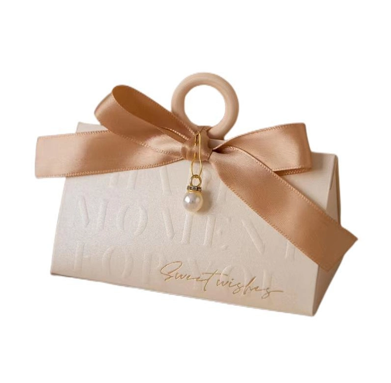 Spot Pink or Red Wedding Candy Box with Small Ornament and Silk Ribbon (elegant)