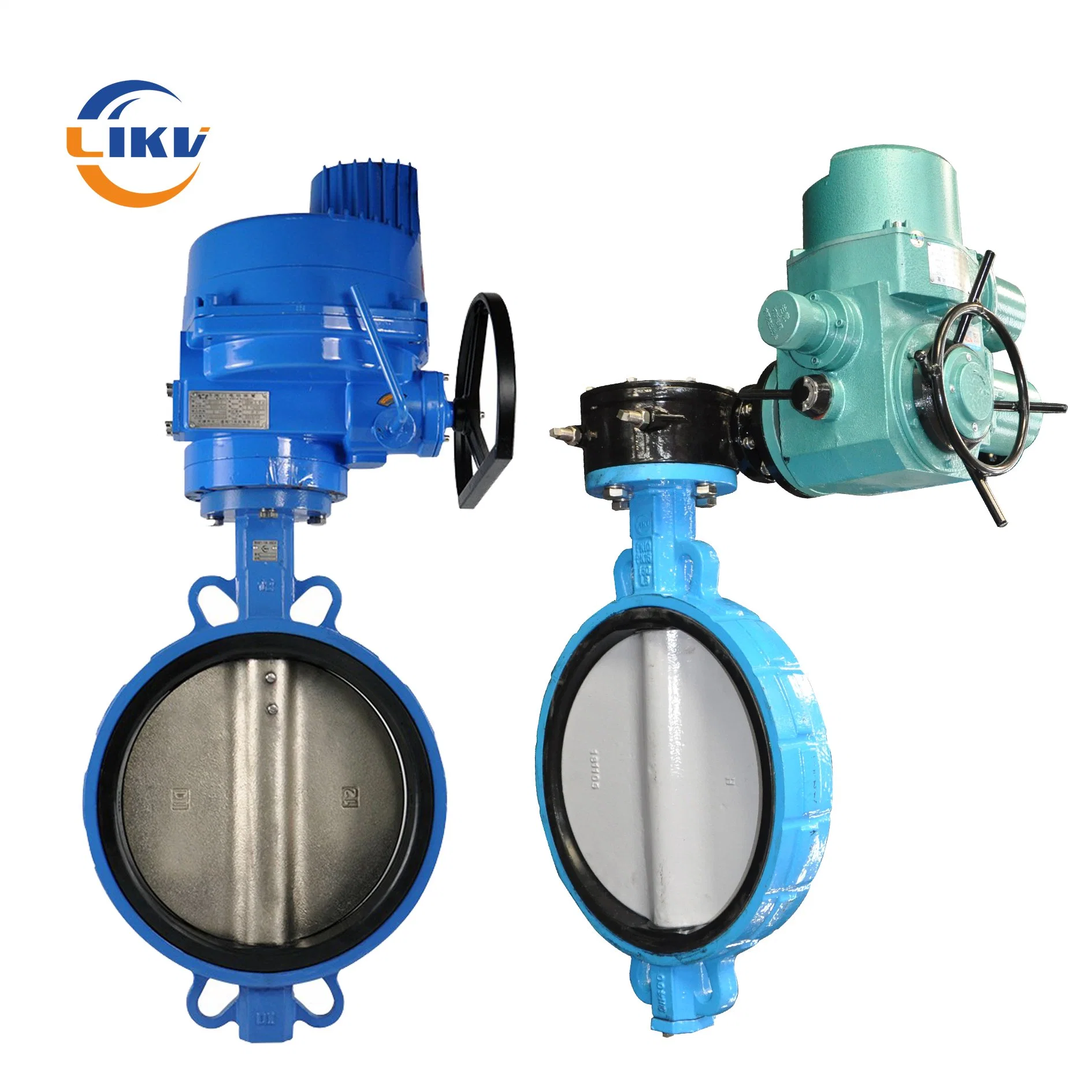 Tianjin Factory DN150 Ductile Iron Electric Motorized Wafer Type Industrial Butterfly Valve