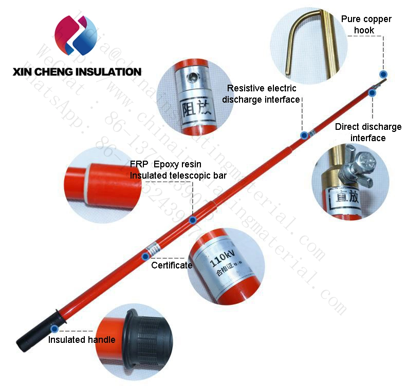 Descarga telescópico de alta tensión con aislamiento de la varilla palo ardiendo, 3-12m