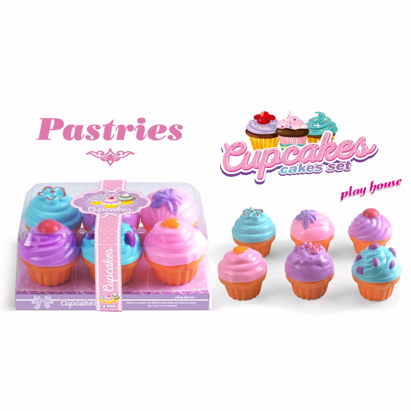 Children Colorful Newest Styles Pretent Toy Kitchen Toy Combination Afternoon Tea Heart Series Box Foot Set Simulation Cupcake