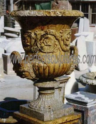 Factory Supply Antique Hand Carving Garden Stone Flower Planter Pot (QFP034)