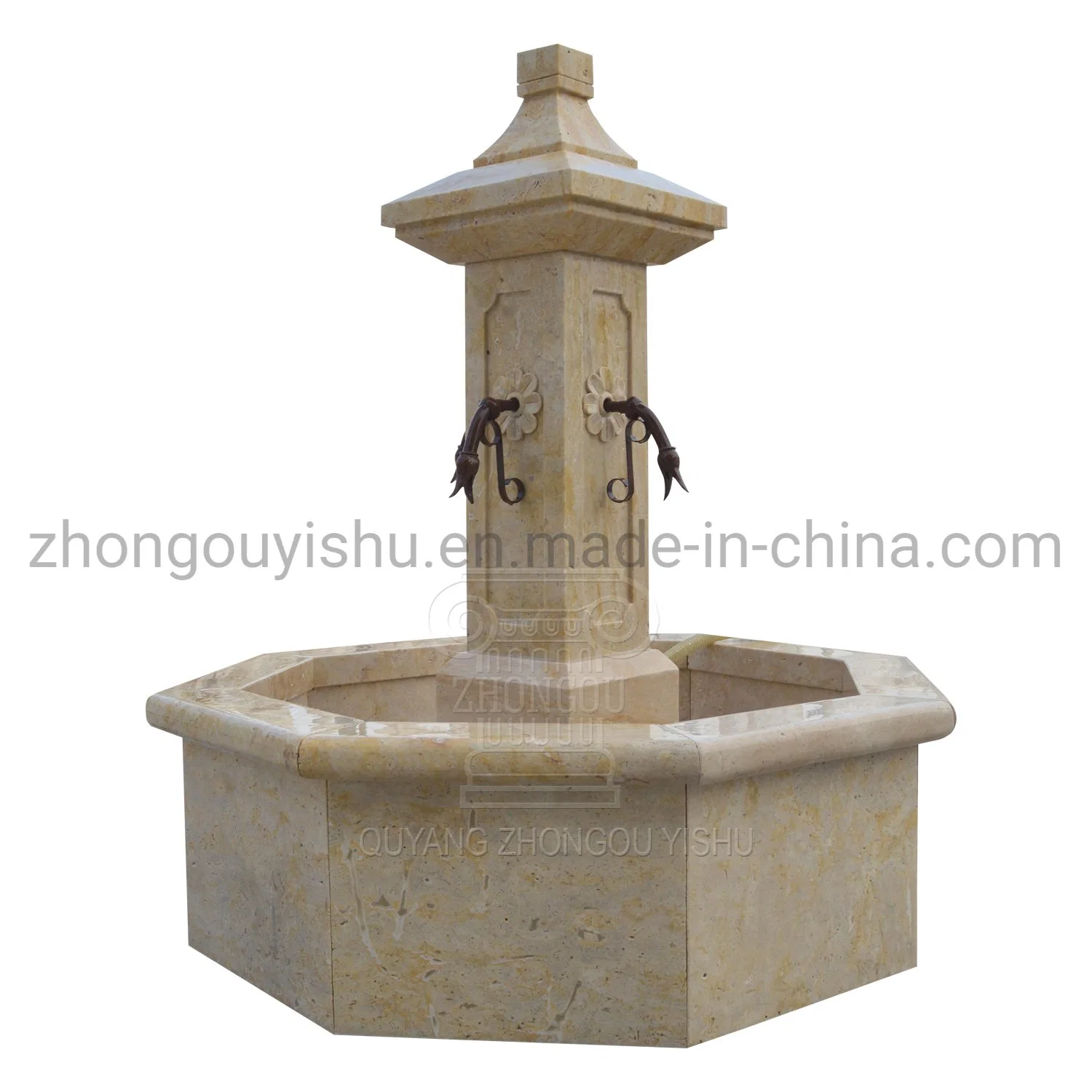 Outdoor Travertine Three Tier Bowl Basin Water Fountain