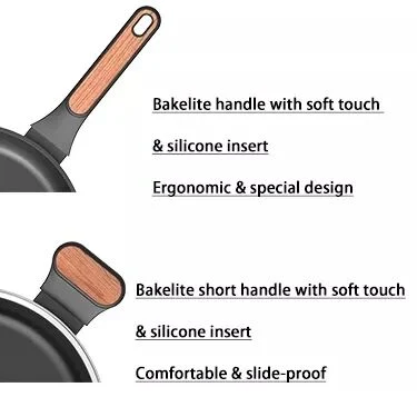 Line Style Serie Kochgeschirr Sets Aus Schwarzem Aluminium Mit Soft Touch Bakelite Töpfe und Pfannen mit Induktionsboden handhaben