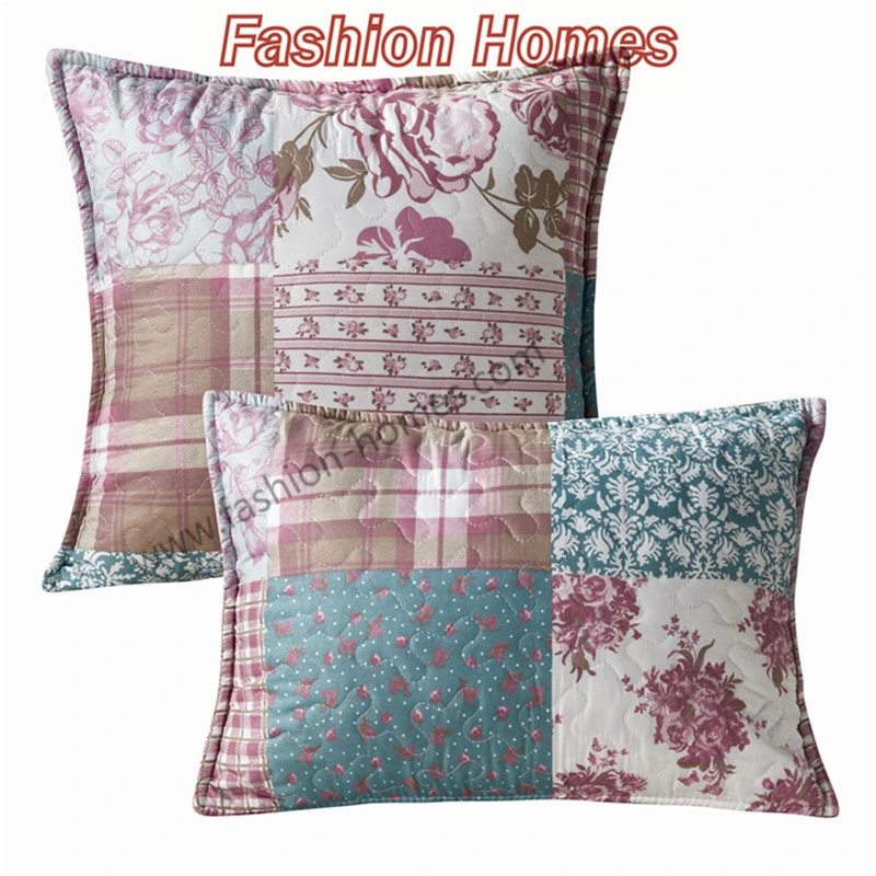 Patchwork Printed Vermicelli Stitching Cushion Cover