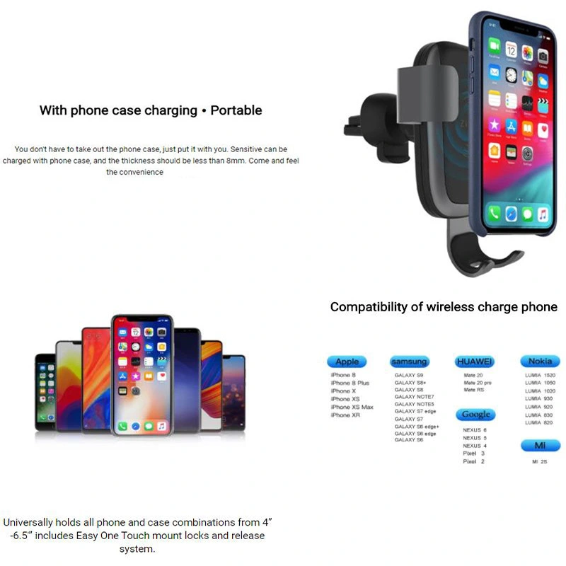 QC 3.0 Quick Auto Car Holder Mobile Fast Wireless Charger for Mobile Phone