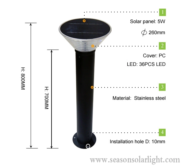 Energiesparende LED-Lampe Aluminium IP65 Outdoor Rasen LED Solar Gartenbeleuchtung mit warmweißer LED-Leuchte