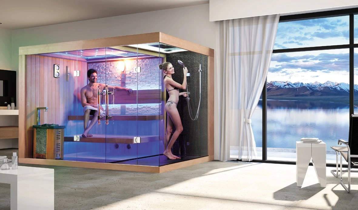 La moda 2 personas Piscina interior Sauna de Madera seca