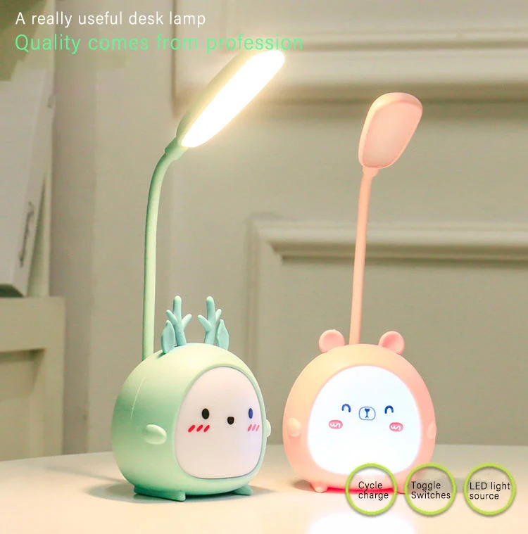 LED de luz nocturna de los niños de escritorio flexible con forma de animal Habitación Lámpara de mesa