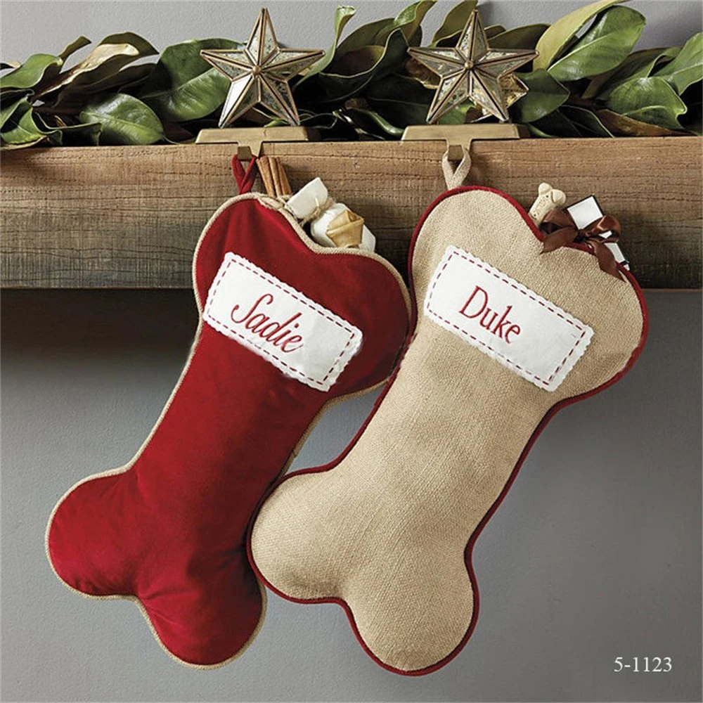 Blank Burlap Linen Sublimation Pet Dog Christmas Stockings Party Decorations