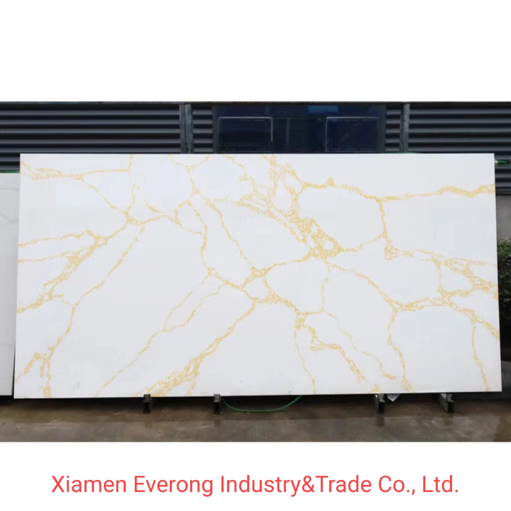 High quality/High cost performance Yellow Vein Quartz Slab Prefabricated kitchen Counter Top