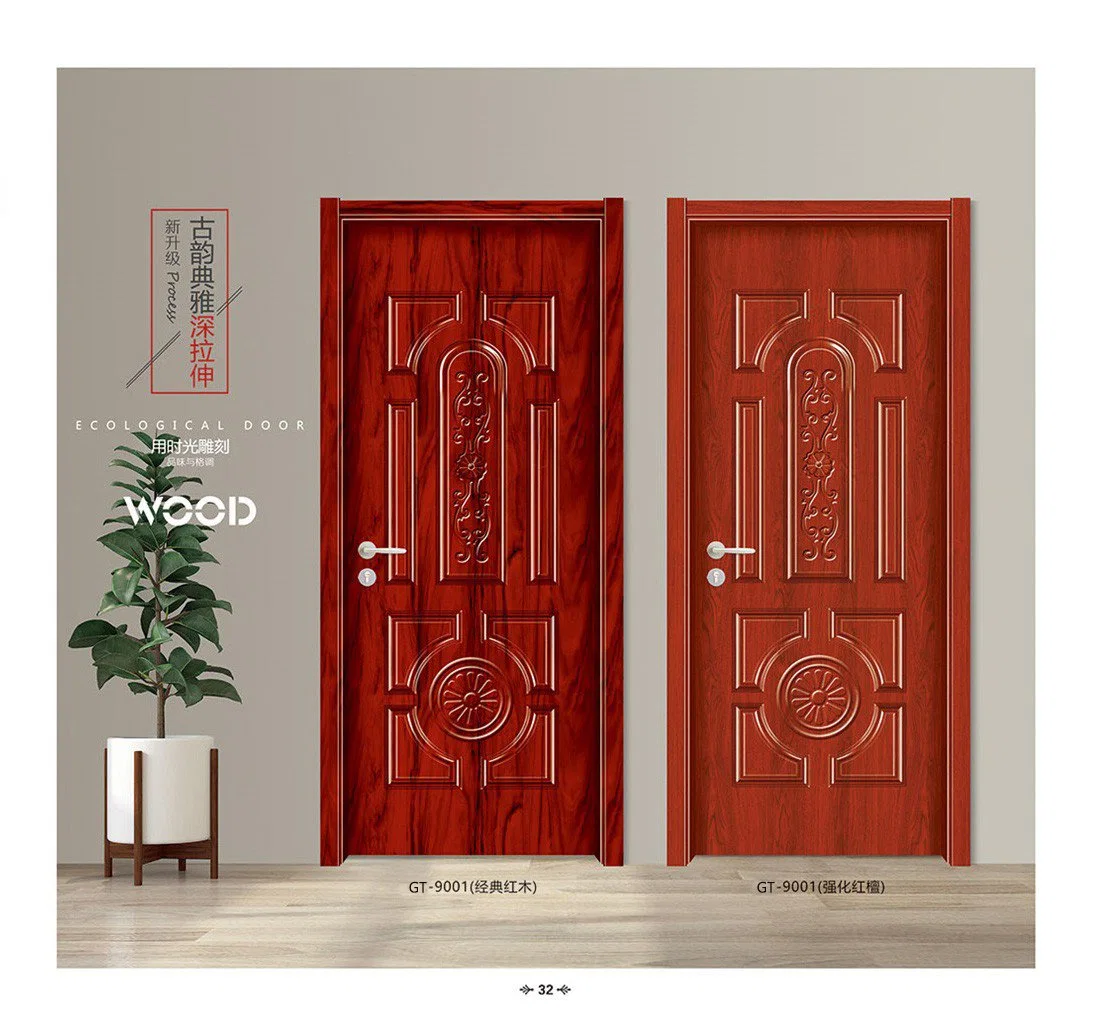 Hot Sale Melamine Wooden MDF PVC Panel Sliding Security Modern Interior Manufacturers Door