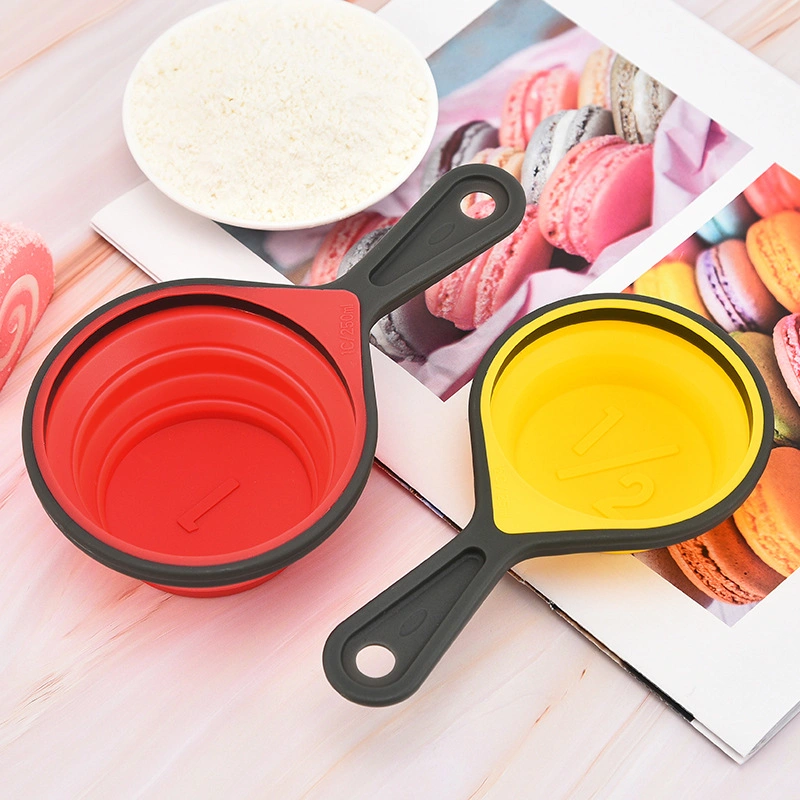 Hot Sale 4PCS Foldable Silicone Measuring Spoon&Cup Set Home Kitchen Tool