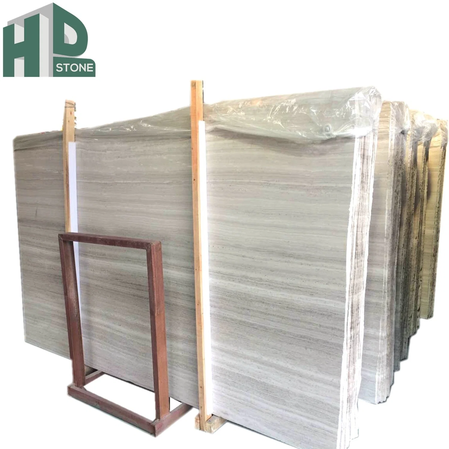 Chinese Serpegiante Gey Wooden White Grain Marble Slab